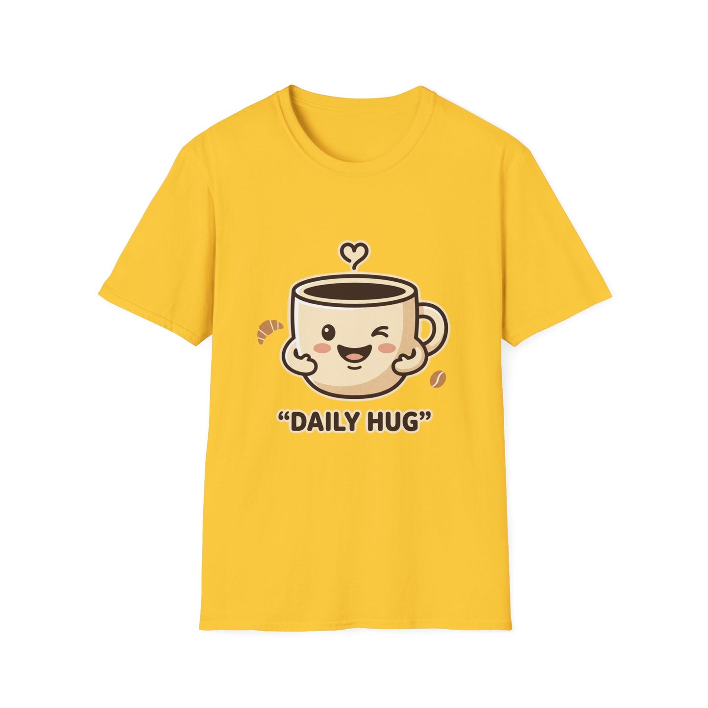 Coffee Cup T-Shirt — "Daily Hug" Cute Kawaii Coffee Tee