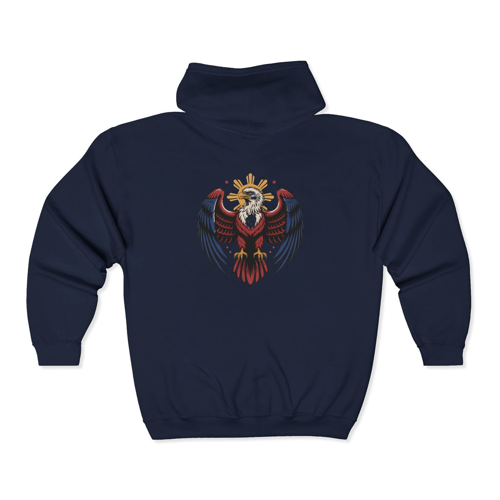 Eagle Crest Zip Hoodie — Crowned Heraldic Eagle Full-Zip Sweatshirt