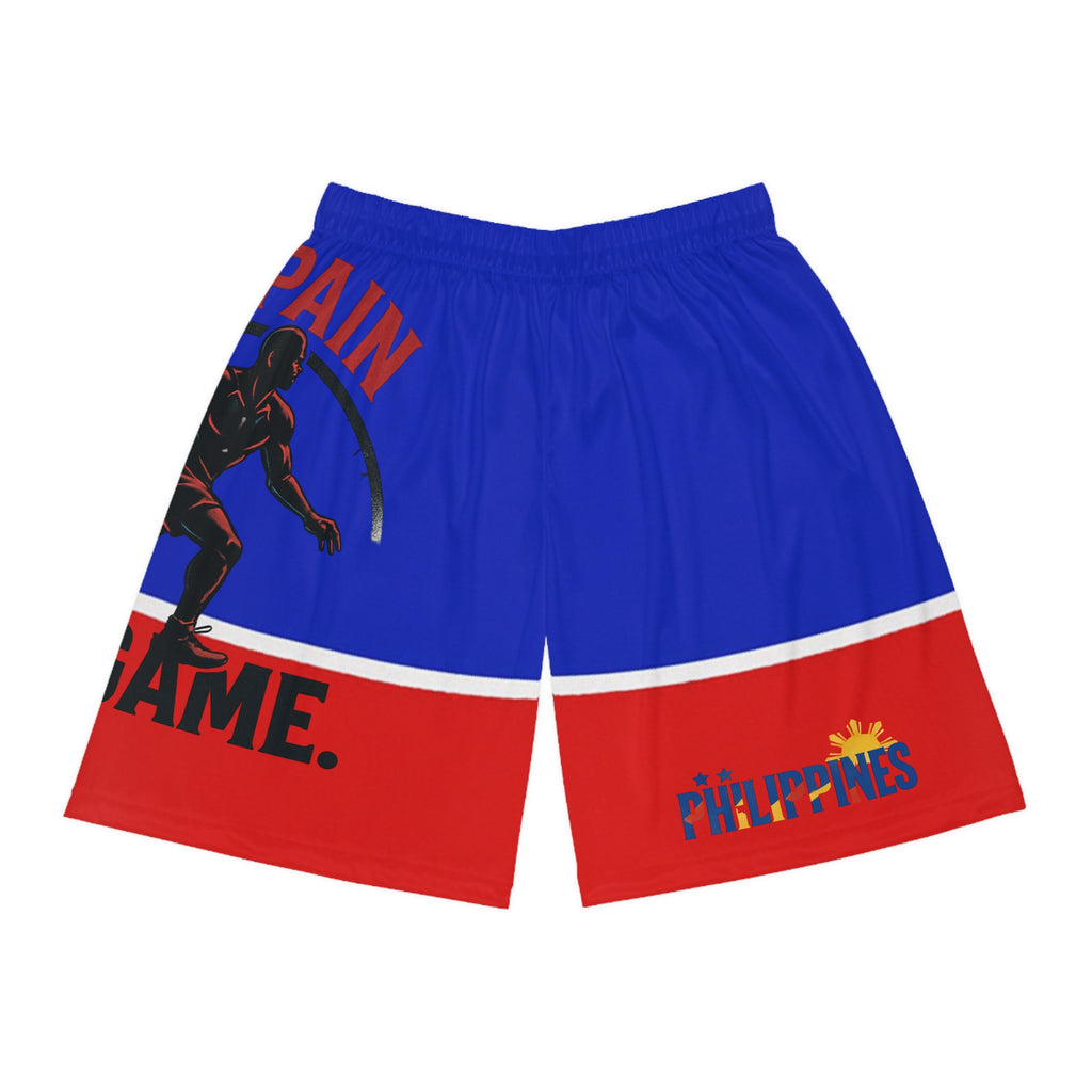 Basketball Shorts - Red & Blue 'No Game No Glory' AOP Athletic Shorts