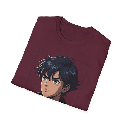 Anime Boy Portrait T‑Shirt — Retro "90's" Back Print