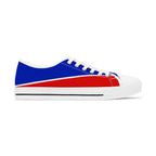 Low Top Sneakers — Retro Red & Blue Casual Canvas Shoes for Women