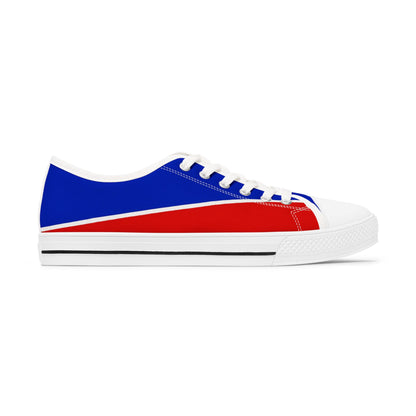 Low Top Sneakers — Retro Red & Blue Casual Canvas Shoes for Women