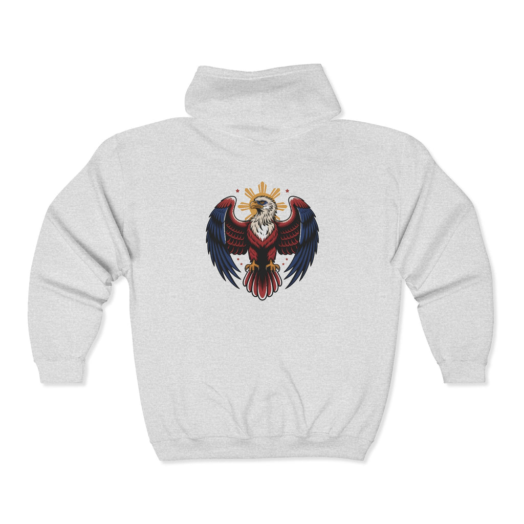 Eagle Crest Zip Hoodie — Crowned Heraldic Eagle Full-Zip Sweatshirt
