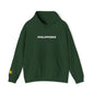 Philippines Graphic Hoodie — Minimal White Text with Gold Sun Sleeve Accent