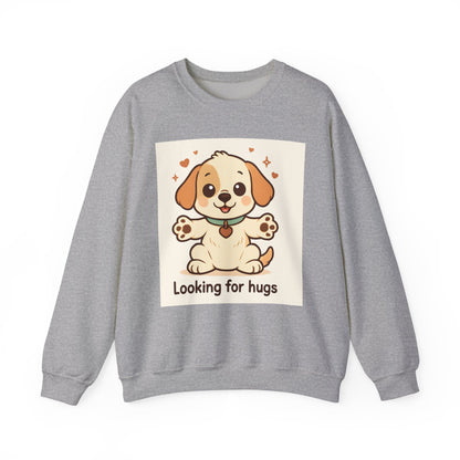 Looking for Hugs Sweatshirt — Cute Puppy Graphic Crewneck