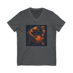 Basketball Player Art V-Neck Tee — Dynamic Court Action Graphic Shirt
