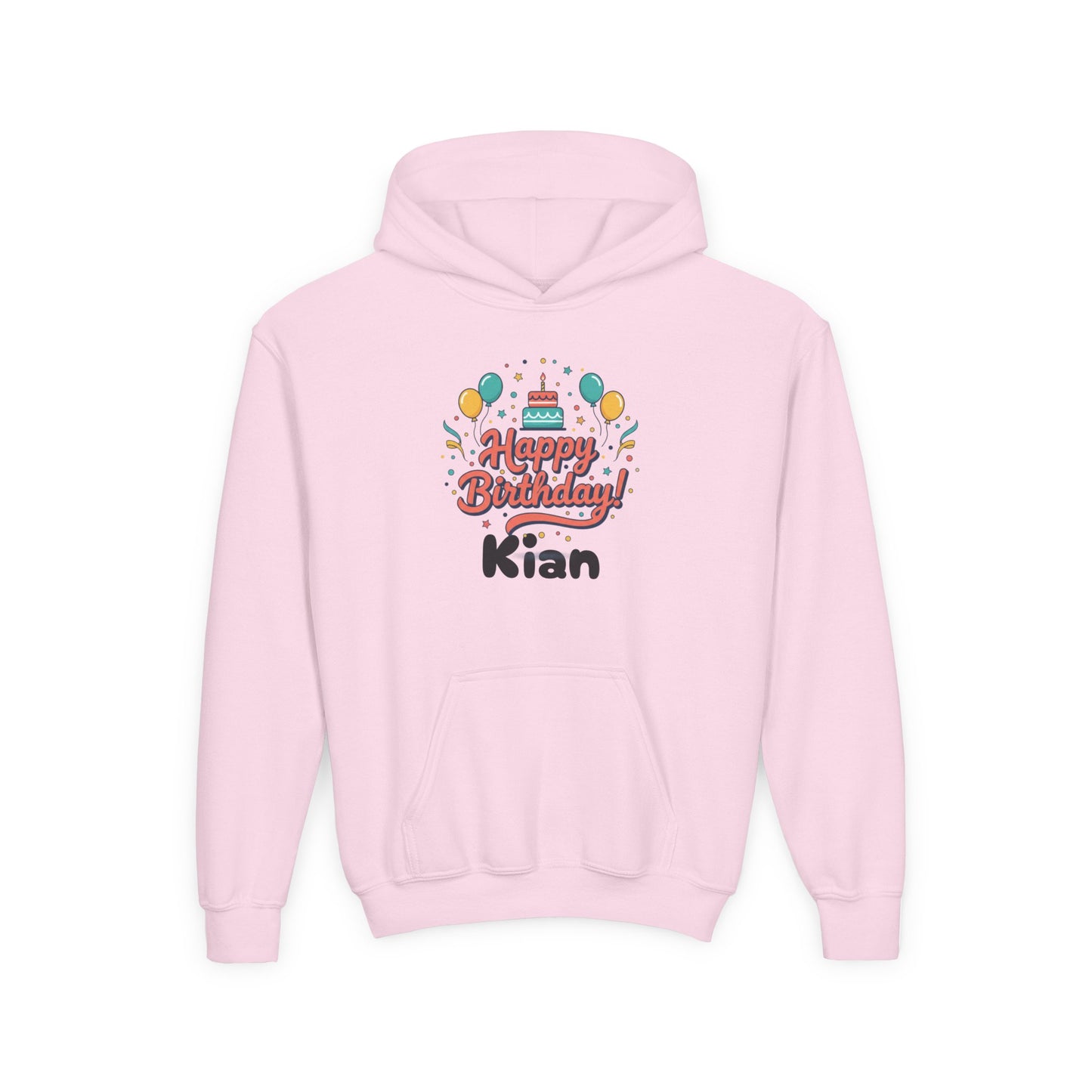 Kids' Birthday Hoodie - "Happy Birthday" Personalized Name Sweatshirt (Kian)