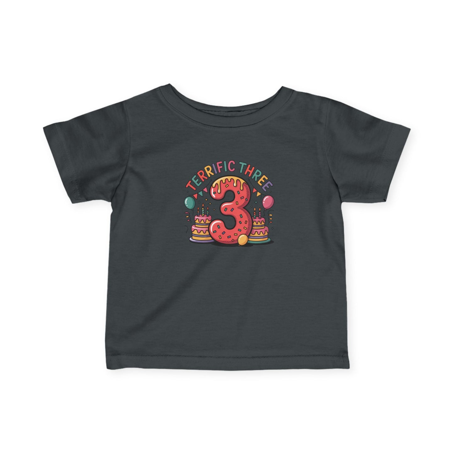 Terrific Three Birthday Tee for Infants