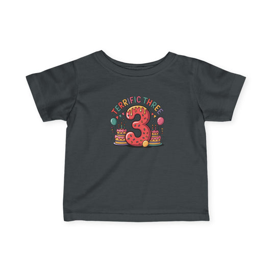 Terrific Three Birthday Tee for Infants