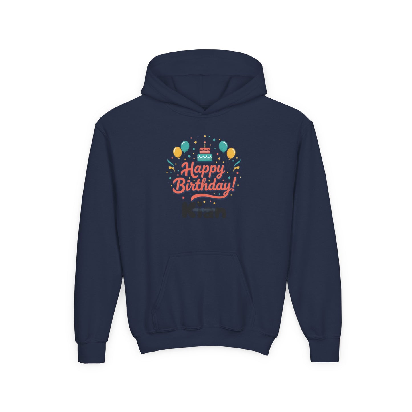 Kids' Birthday Hoodie - "Happy Birthday" Personalized Name Sweatshirt (Kian)