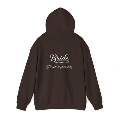"Bride" White Script Hoodie — Bridal Wedding Party Pullover