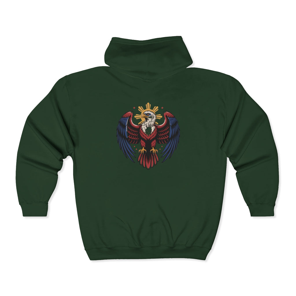 Eagle Crest Zip Hoodie — Crowned Heraldic Eagle Full-Zip Sweatshirt