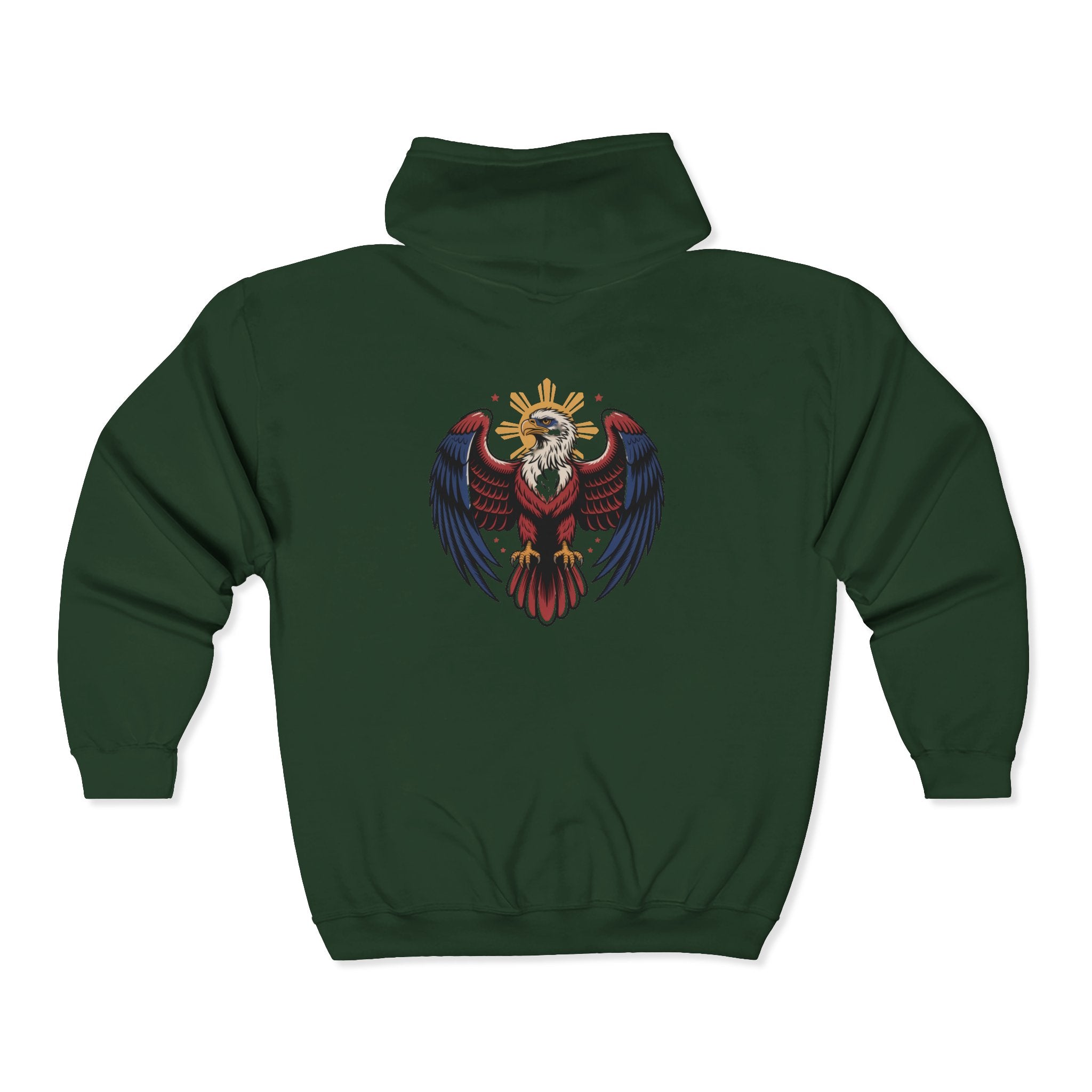 Eagle Crest Zip Hoodie — Crowned Heraldic Eagle Full-Zip Sweatshirt