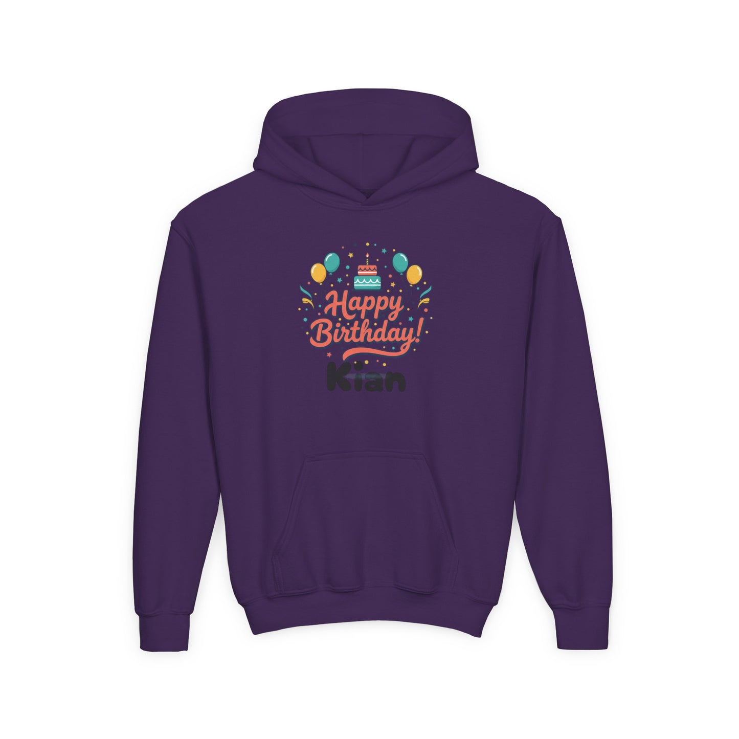 Kids' Birthday Hoodie - "Happy Birthday" Personalized Name Sweatshirt (Kian)