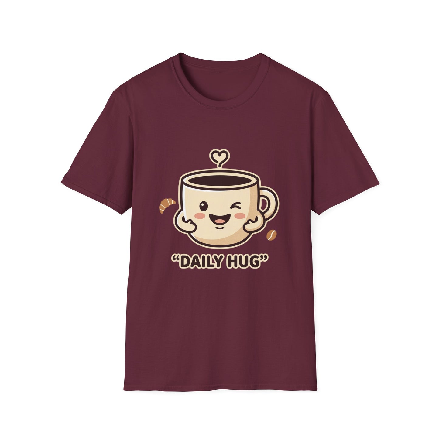 Coffee Cup T-Shirt — "Daily Hug" Cute Kawaii Coffee Tee