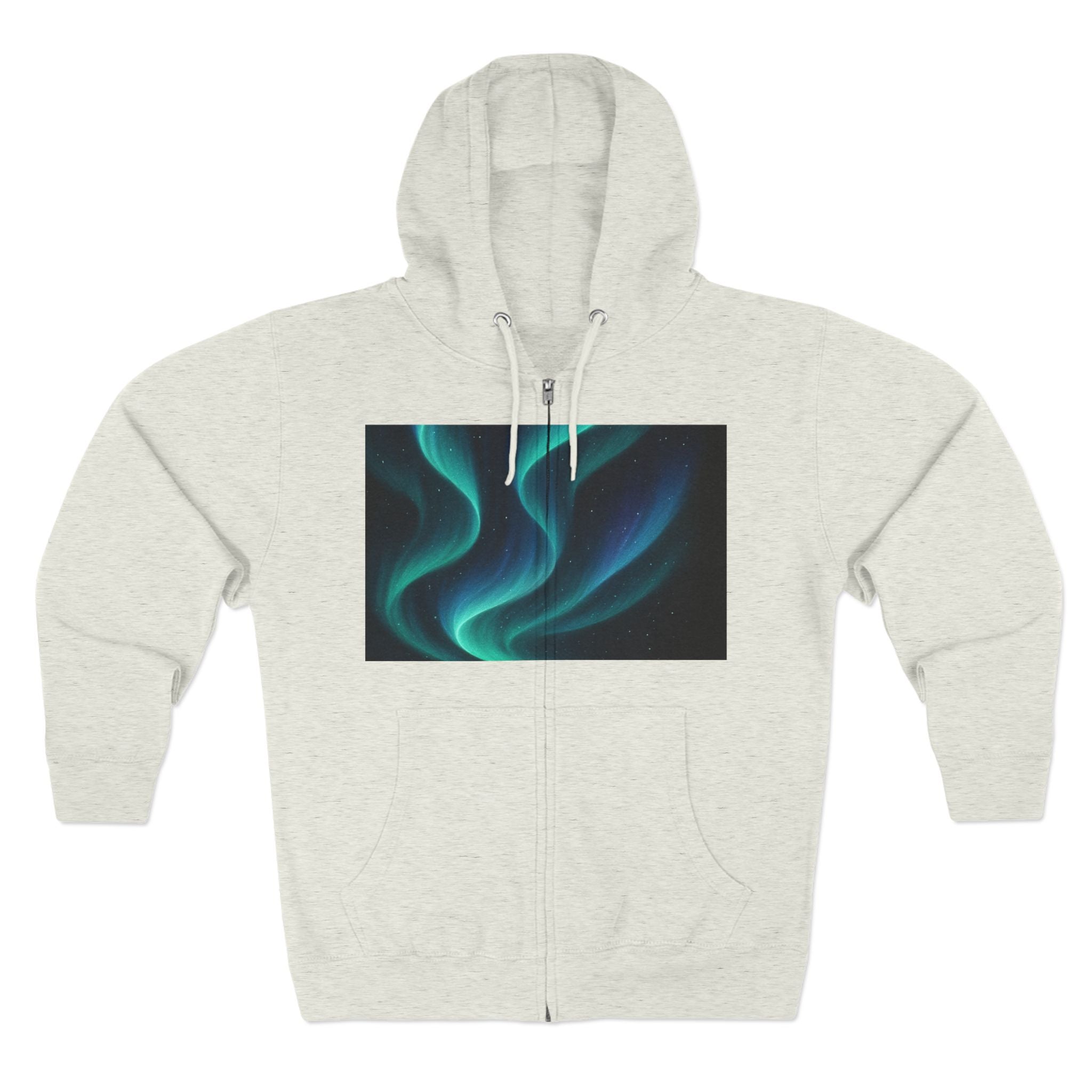 Aurora Wave Zip Hoodie — Northern Lights Abstract Graphic Hoodie