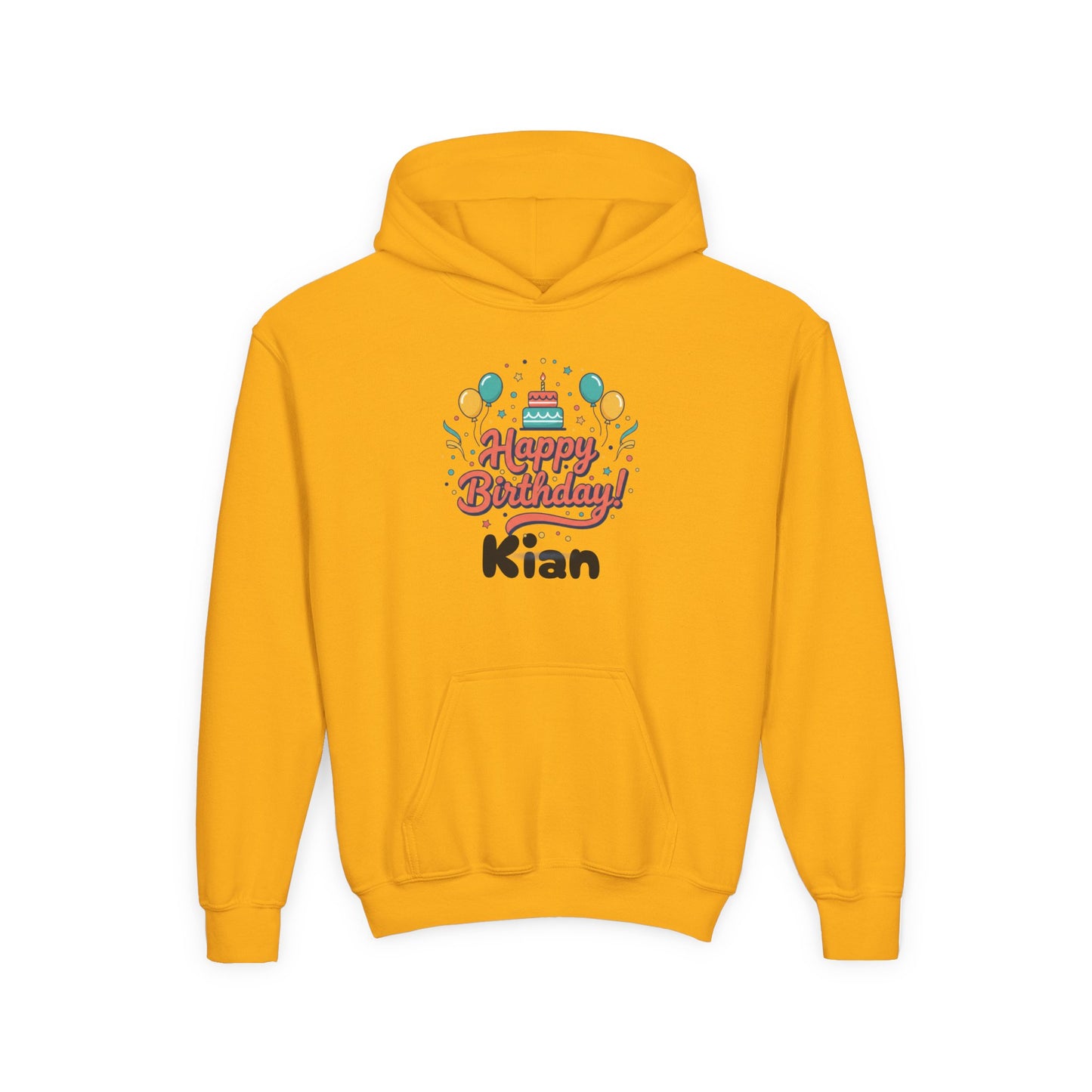 Kids' Birthday Hoodie - "Happy Birthday" Personalized Name Sweatshirt (Kian)