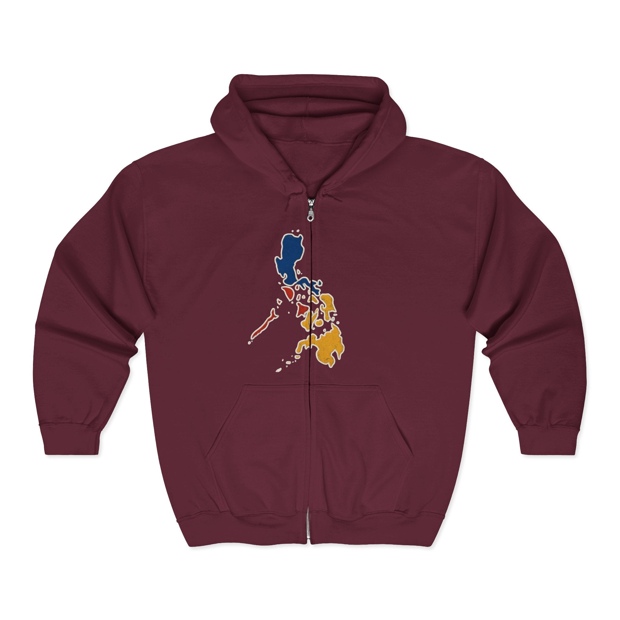 Philippines Map & Golden Eagle Zip Hoodie — Filipino Pride Full-Zip Sweatshirt