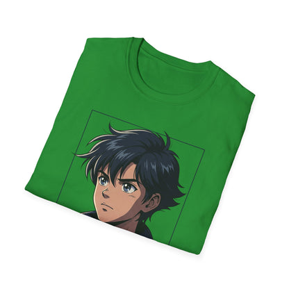 Anime Boy Portrait T‑Shirt — Retro "90's" Back Print
