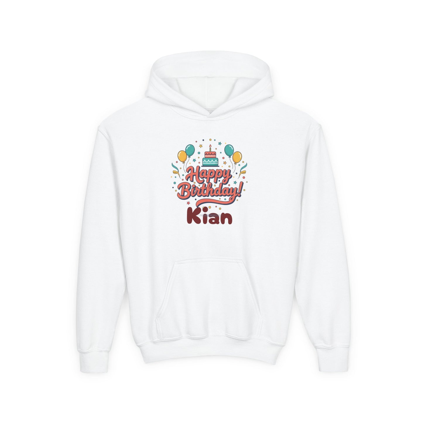 Kids' Birthday Hoodie - "Happy Birthday" Personalized Name Sweatshirt (Kian)