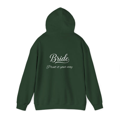 "Bride" White Script Hoodie — Bridal Wedding Party Pullover