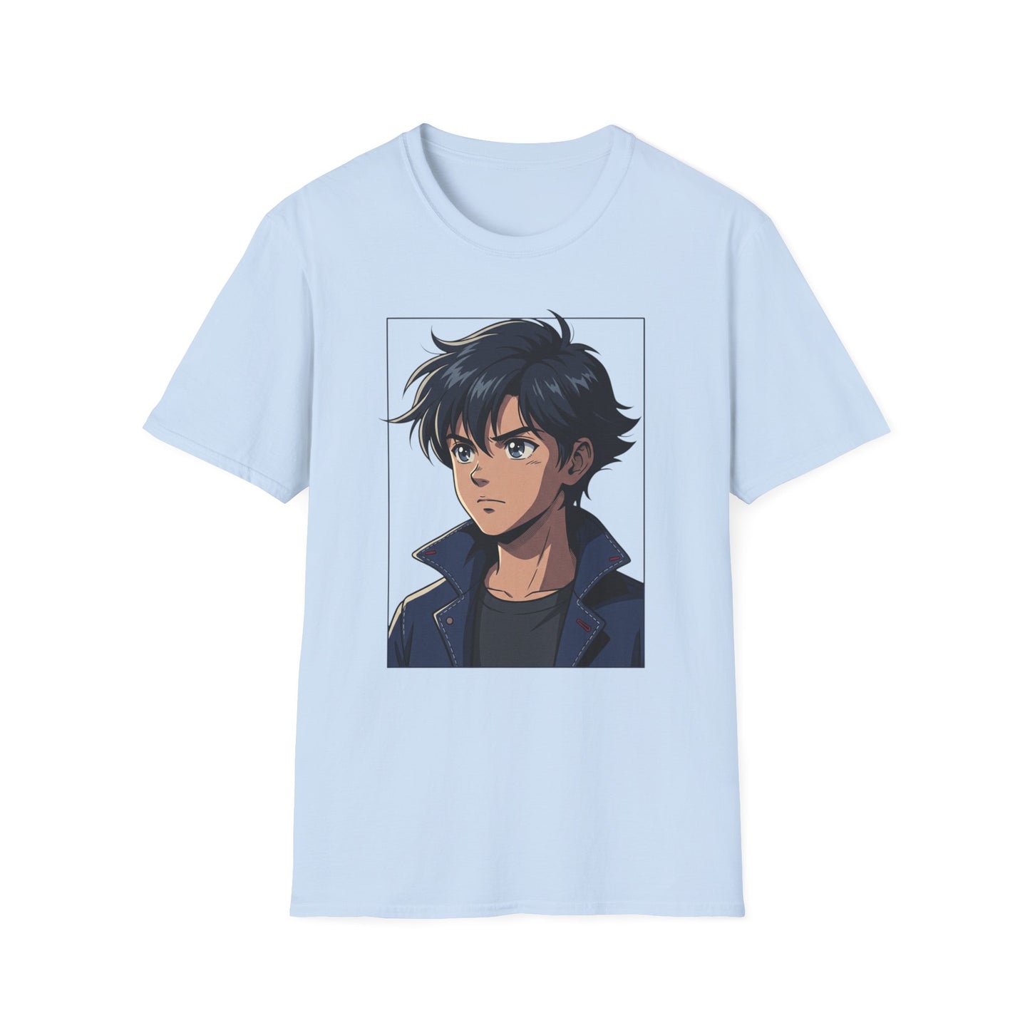 Anime Boy Portrait T‑Shirt — Retro "90's" Back Print