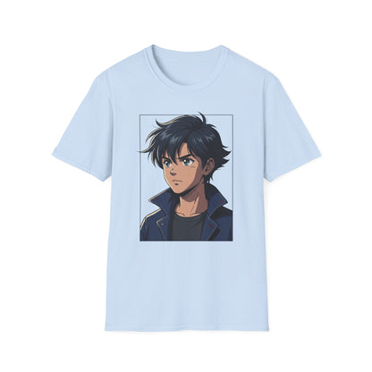 Anime Boy Portrait T‑Shirt — Retro "90's" Back Print