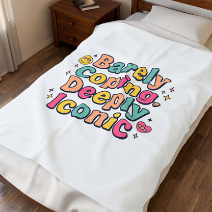 Barely Coping, Deeply Iconic Blanket | mental health humor, wellness sarcasm
