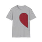 Half Heart Graphic T‑Shirt — Minimal Red Heart Tee