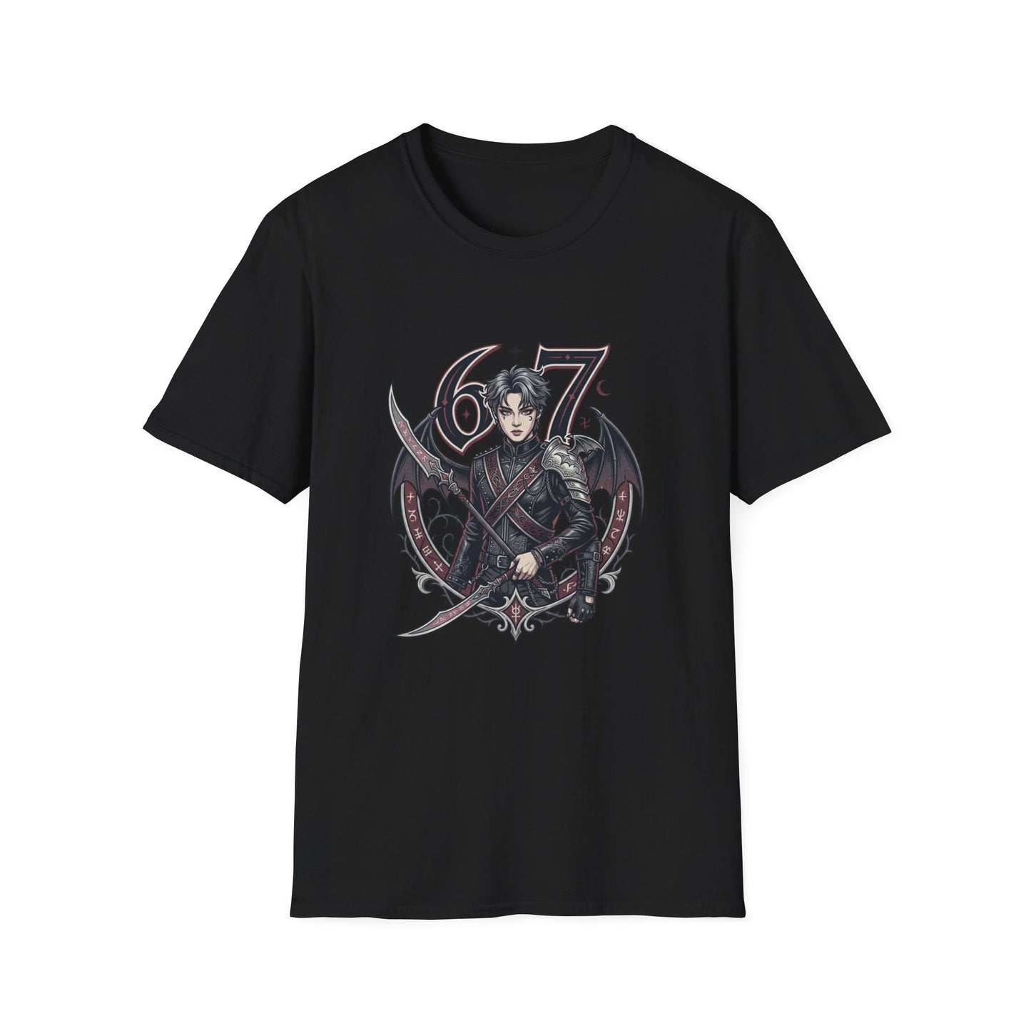 Gothic Demon Hunter T-Shirt — Knight with Wings Illustration