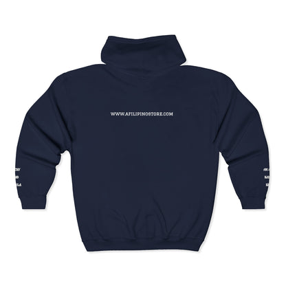 Embroidered Zip Hoodie - Personalized Ready, Designs in front, left and right wrist, and back  (Magdasoc Family with website at the back)