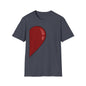 Half- Heart Half-Design T-Shirt — Minimal Red Heart Graphic Tee
