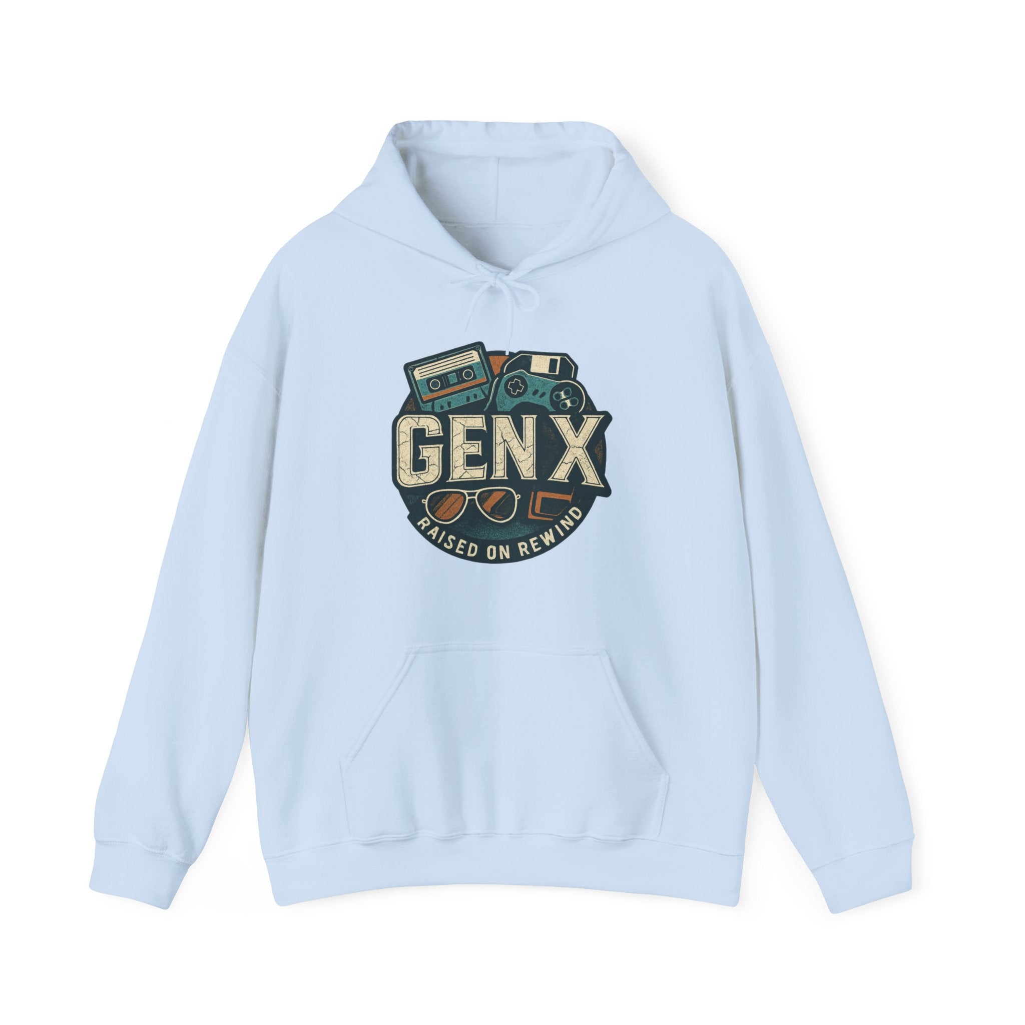 Gen X Hoodie – Retro Raised on Rewind Graphic Sweatshirt